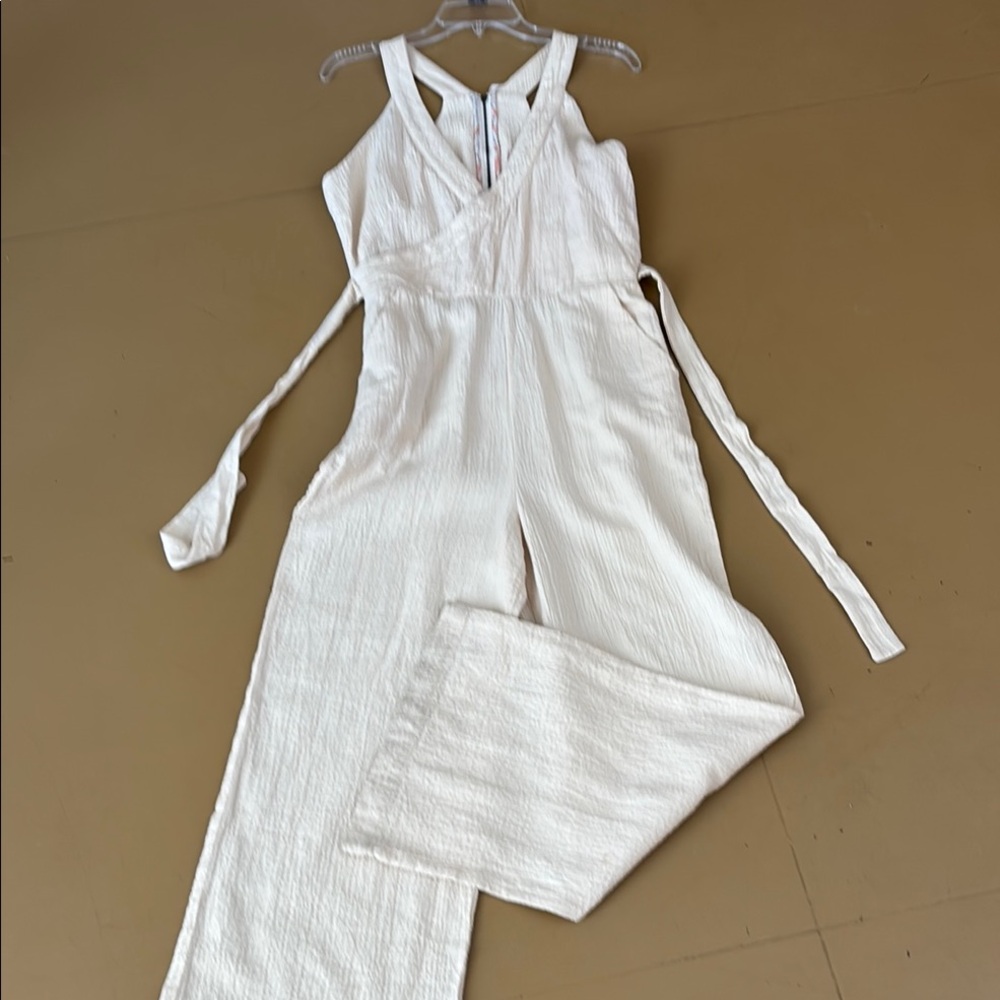 Anthropologie Beige Textured Jumpsuit